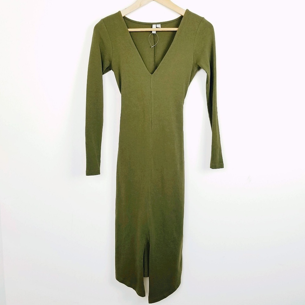 NWOT ASOS Deep V Front Slit Midi Dress | Size 2